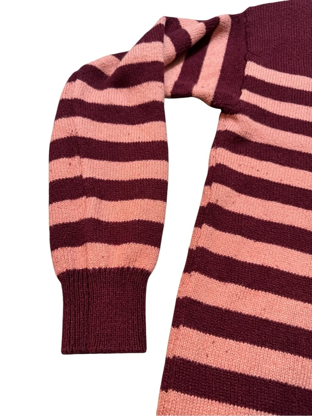 LOFT Pink & Burgundy Striped Sweater Women's Size Medium Soft Knit Pullover